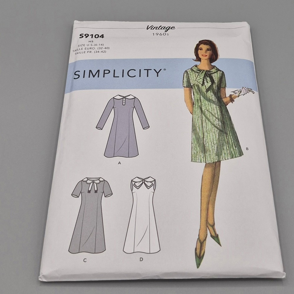 Simplicity S9104 Vintage 1960s Misses Dress Sewing Pattern Size 6-14 Uncut